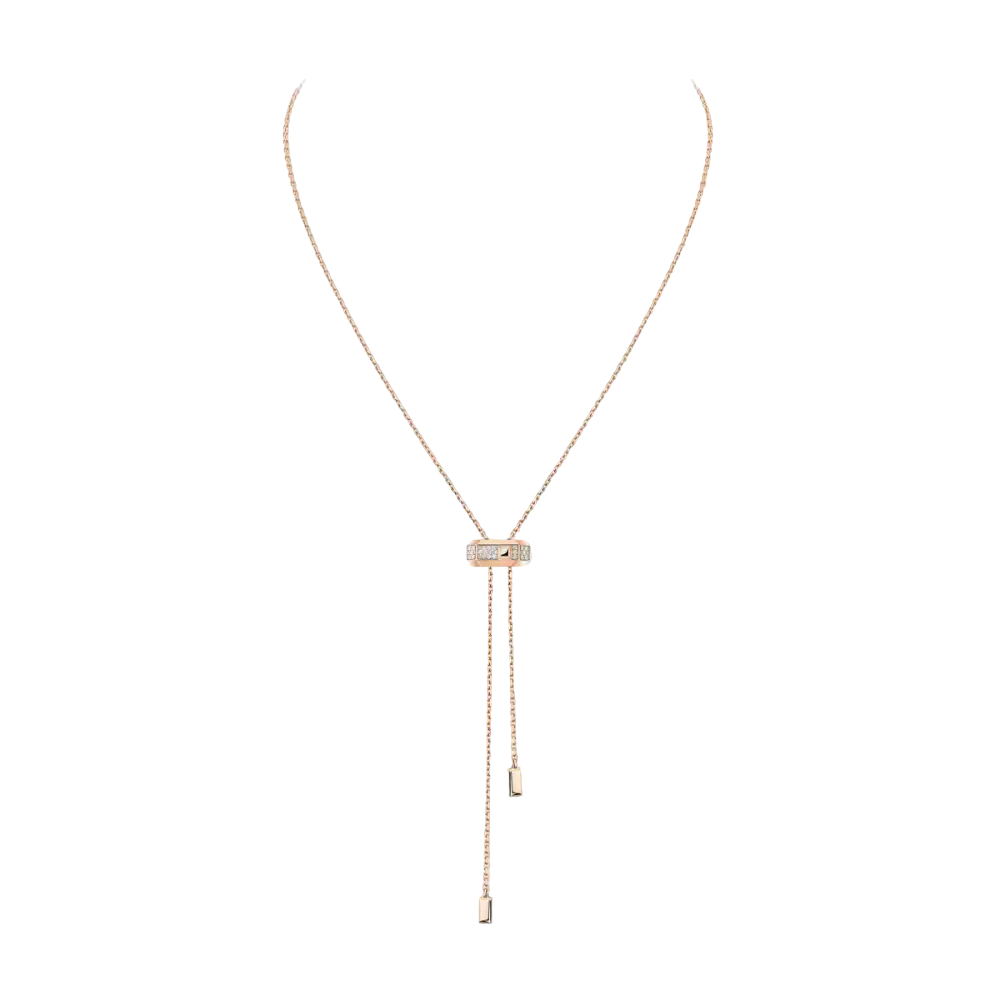 Collier cravate Moderniste Collier cravate diamant or rose Moderniste