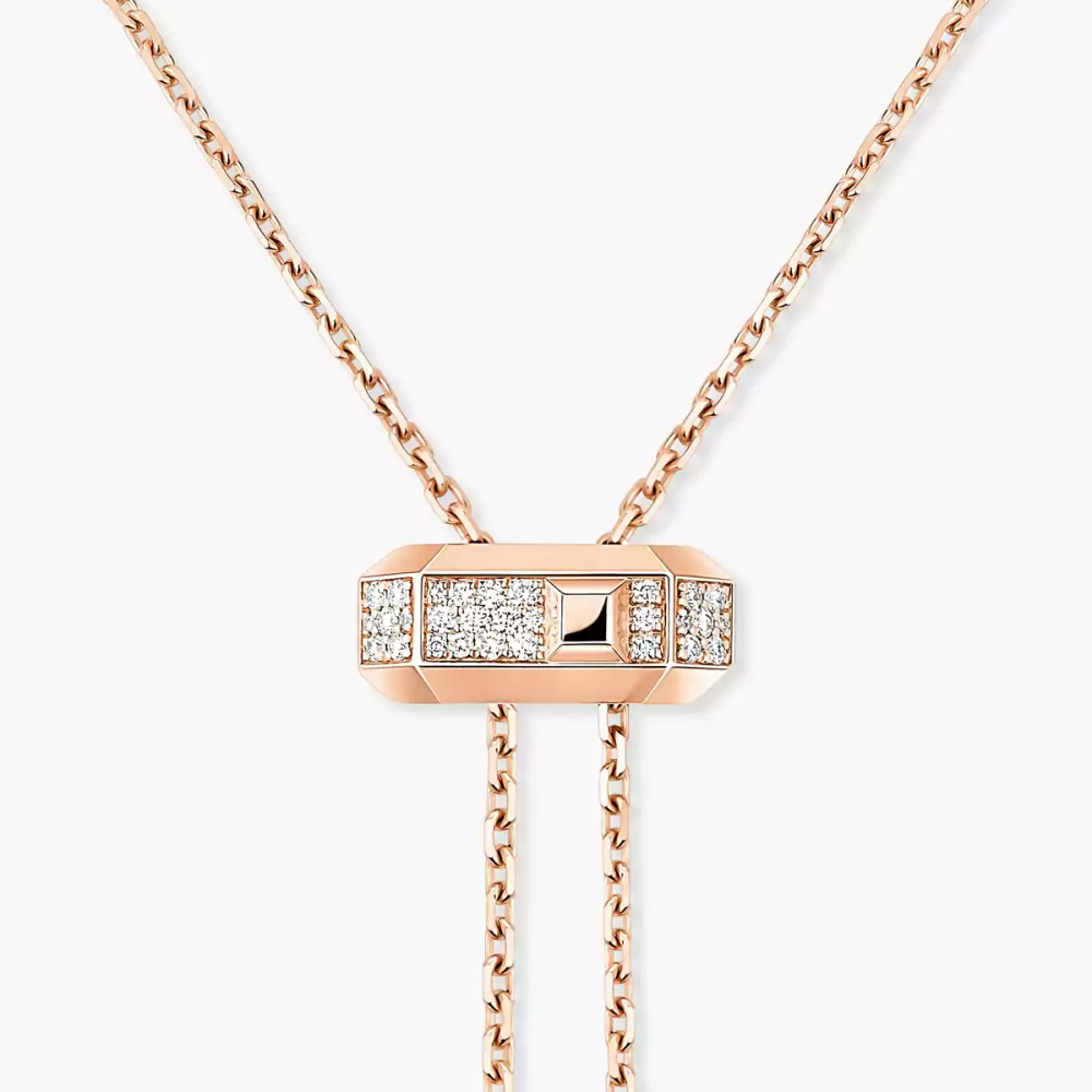 Collier cravate Moderniste Collier cravate diamant or rose Moderniste