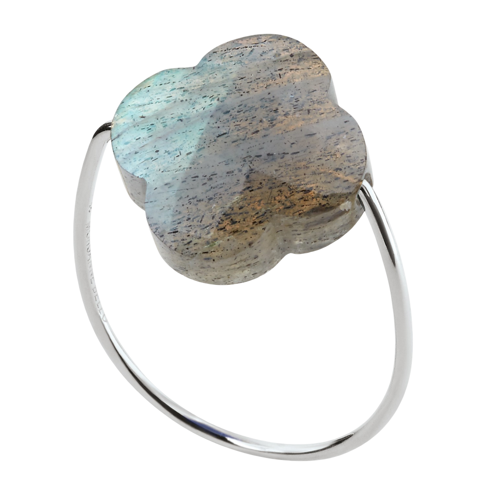 Bague, Labradorite, Or Blanc
