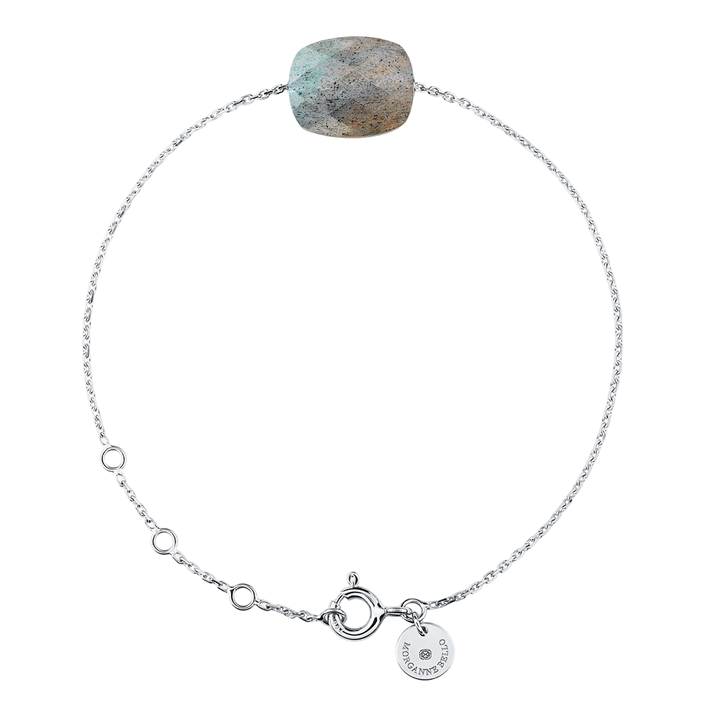 Bracelet, Labradorite, Or Blanc