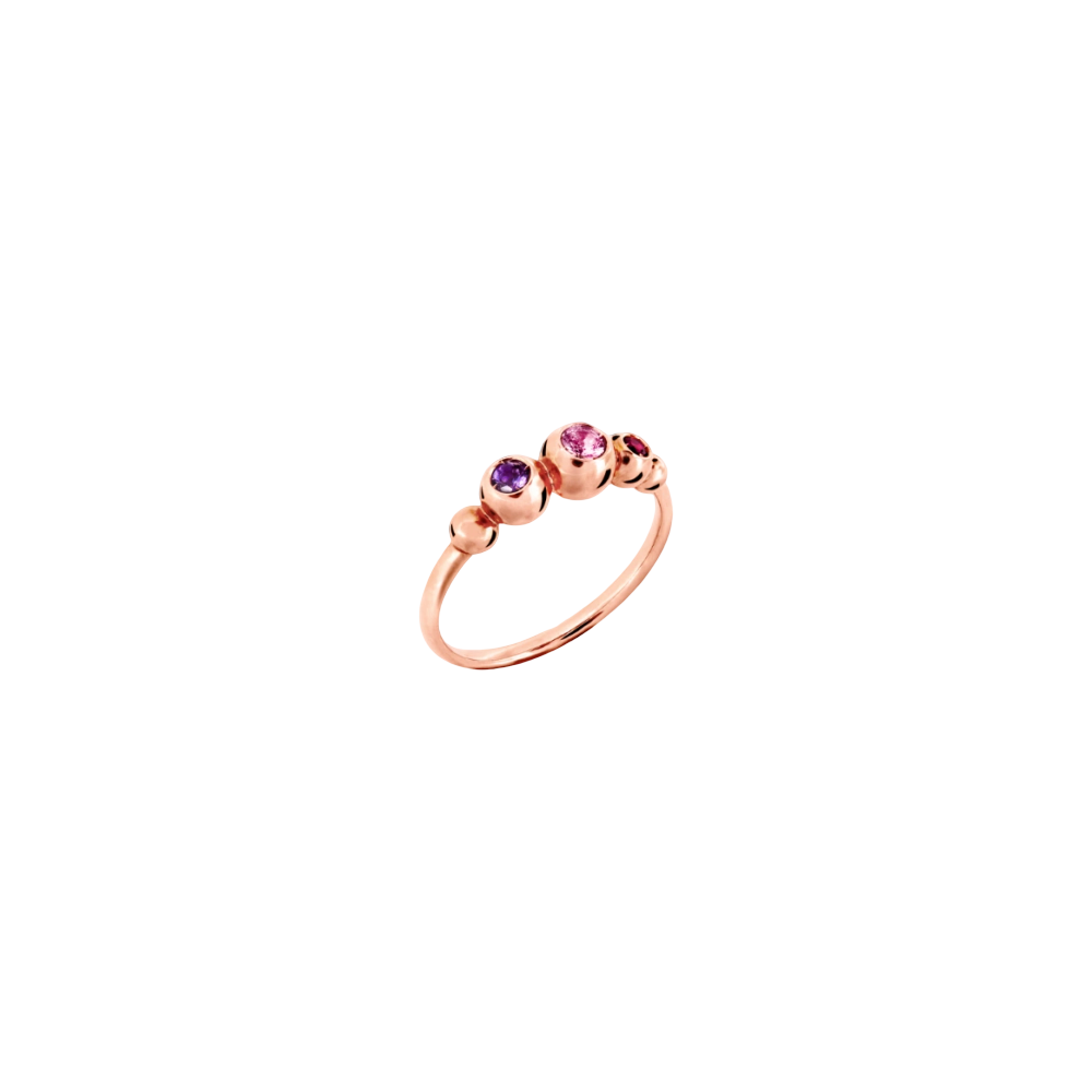Bague Bollicine Or Rose & Pierres Colorées