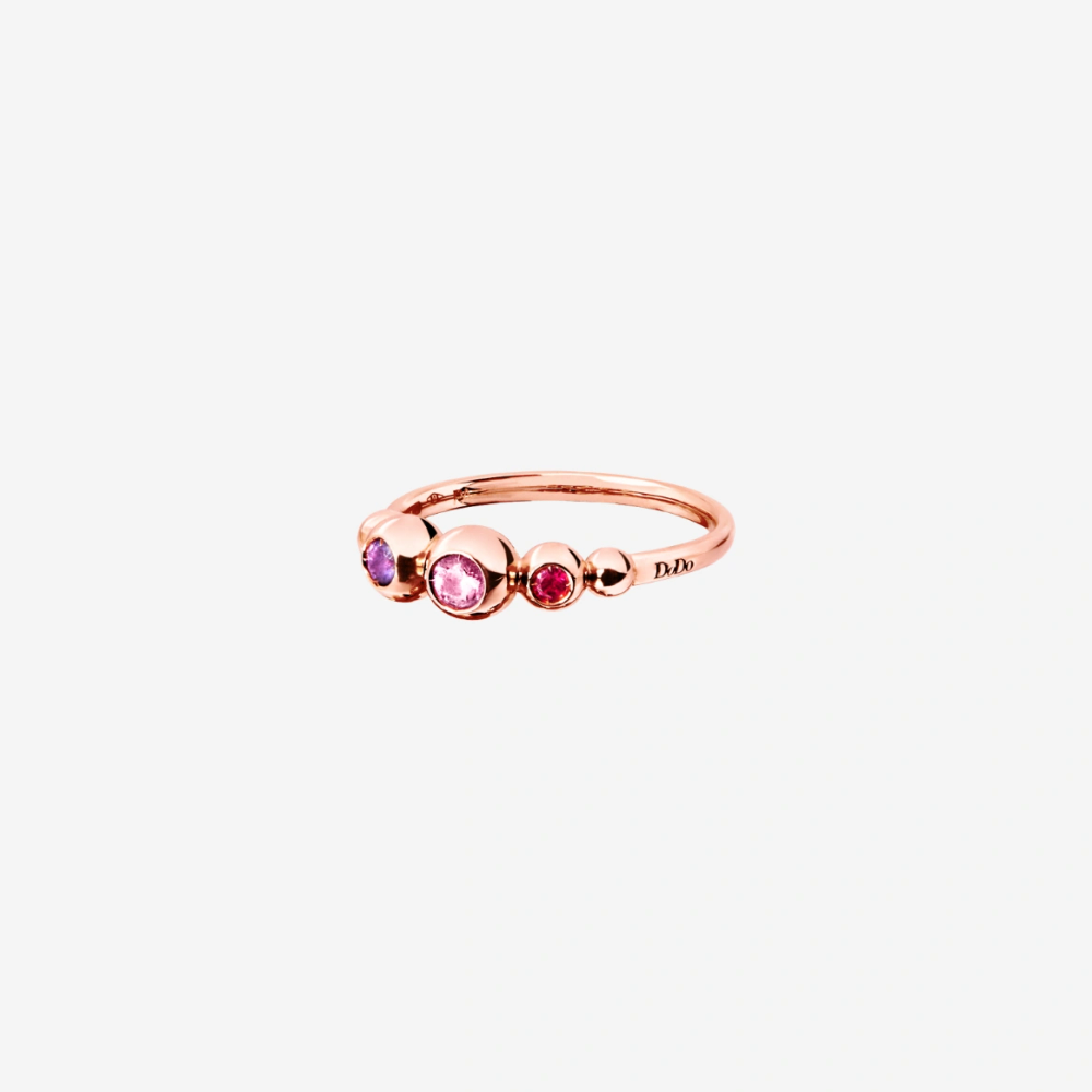 Bague Bollicine Or Rose & Pierres Colorées