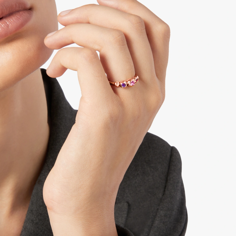 Bague Bollicine Or Rose & Pierres Colorées