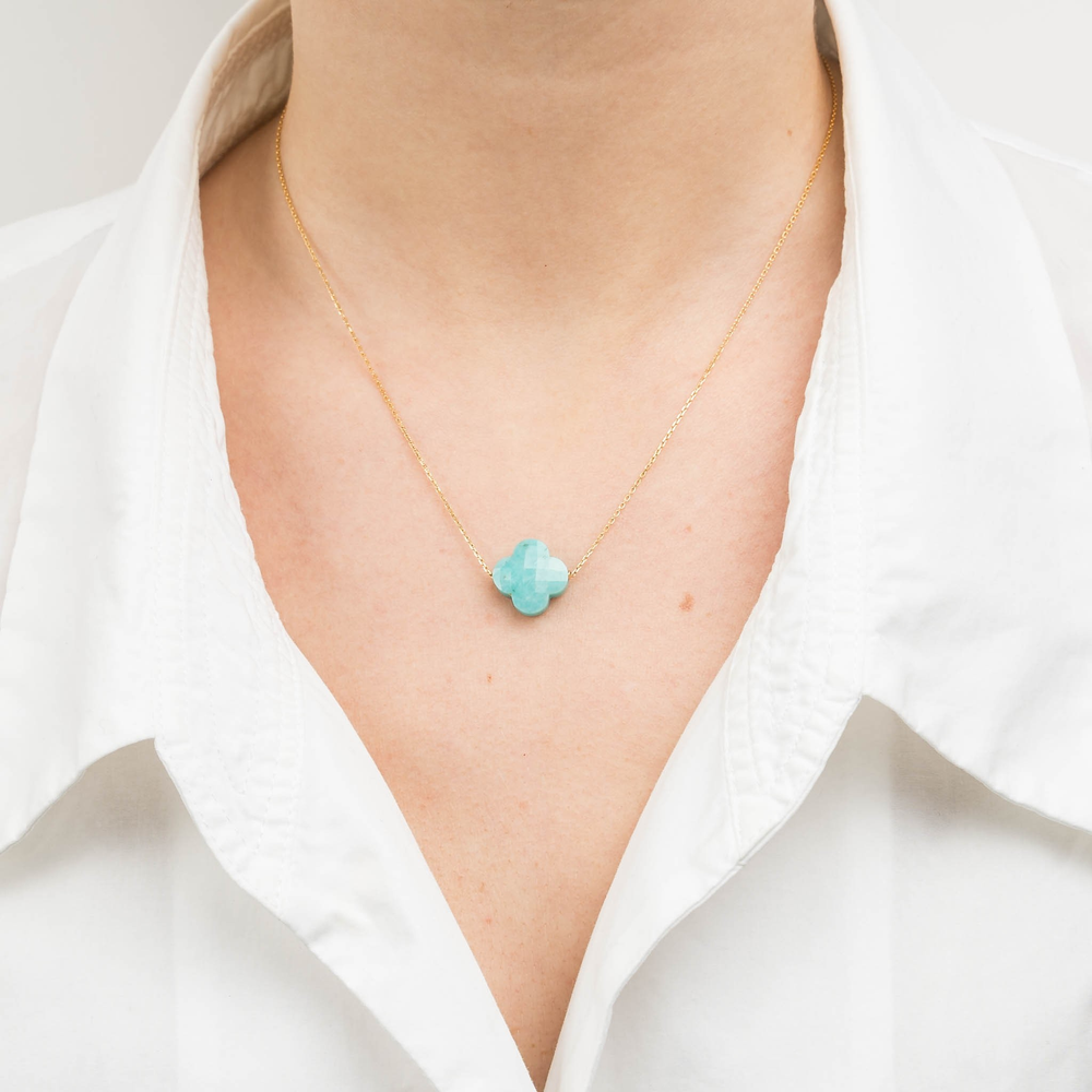 Collier, Amazonite, Or Jaune