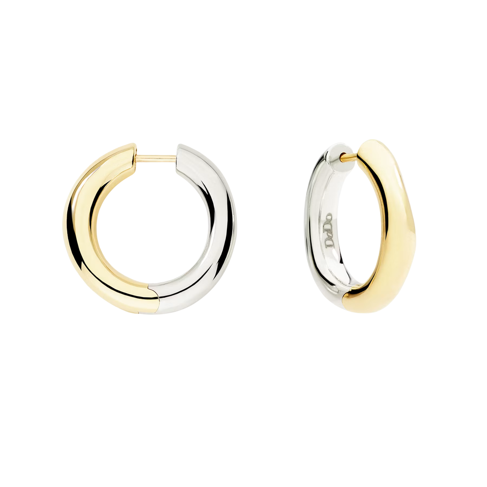 Boucles D’oreille Créoles Argent Et Or Jaune