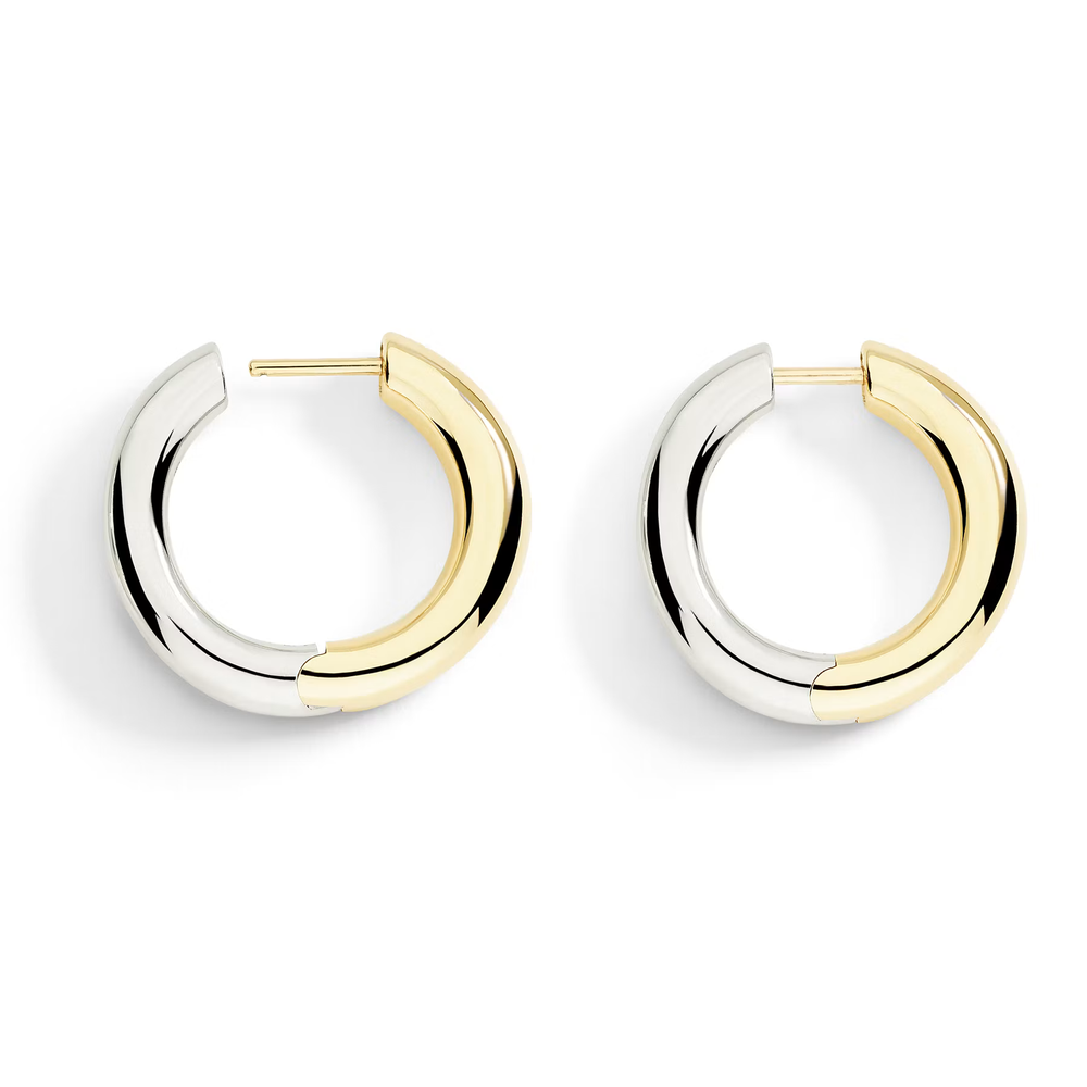 Boucles D’oreille Créoles Argent Et Or Jaune