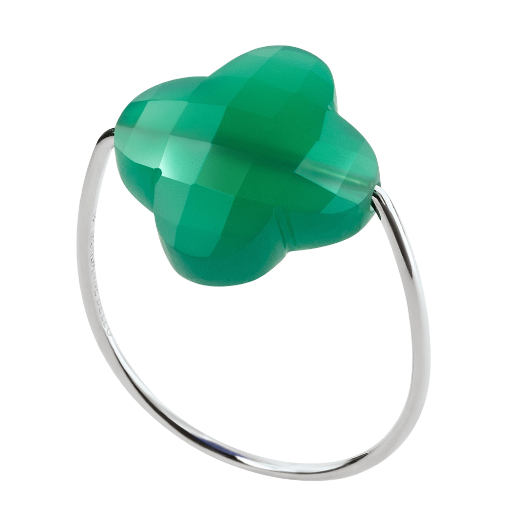 Bague, Agate Verte, Or Blanc - Bijouterie Aurea｜Morges