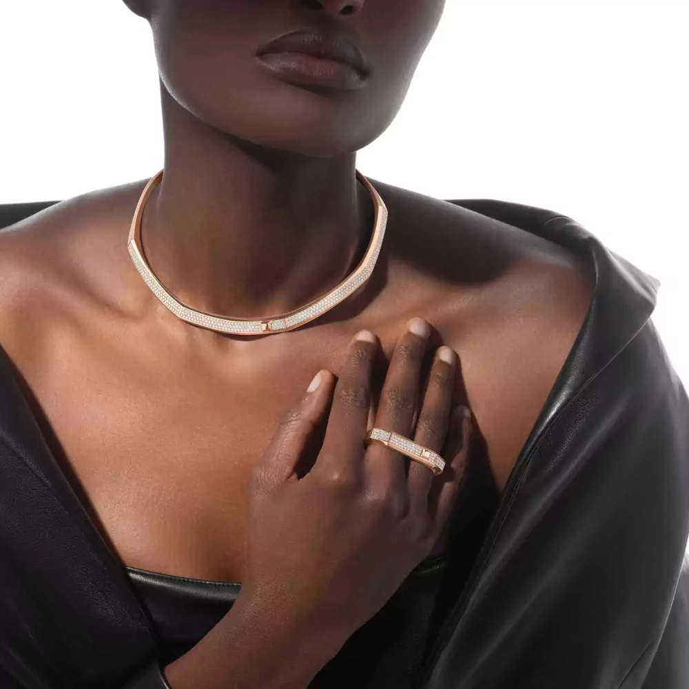 Bague deux doigts Moderniste Bague diamant 2 doigts en or rose Moderniste