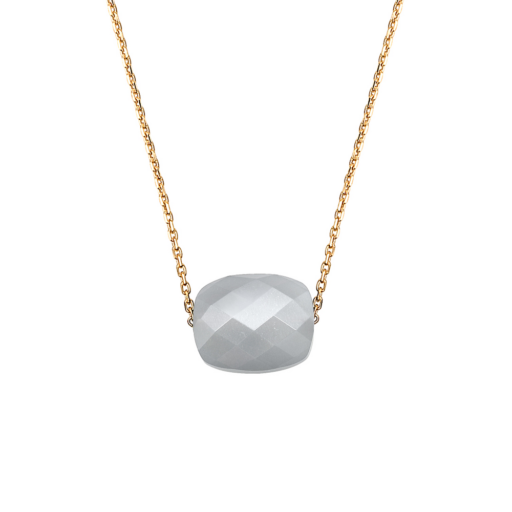 Collier, Pierre De Lune Grise, Or Jaune