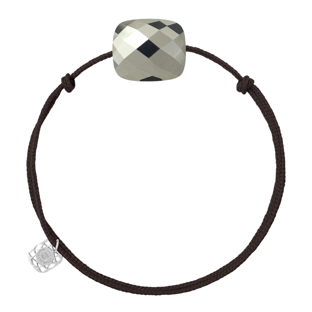 Bracelet, Pyrite, Cordon Chocolat