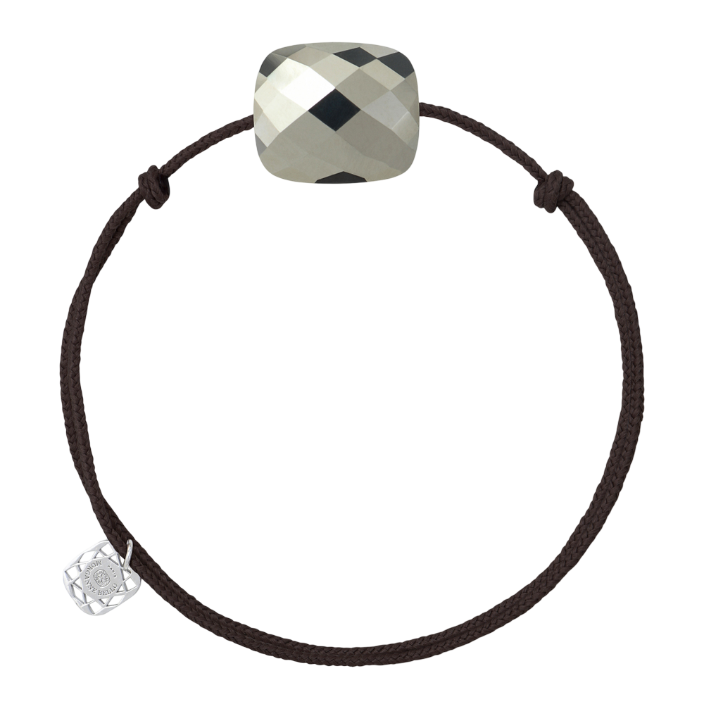 Bracelet, Pyrite, Cordon Chocolat