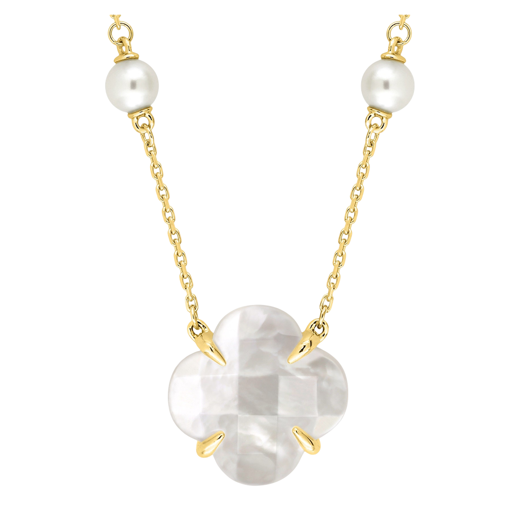 Collier, Nacre Blanche, Or Jaune