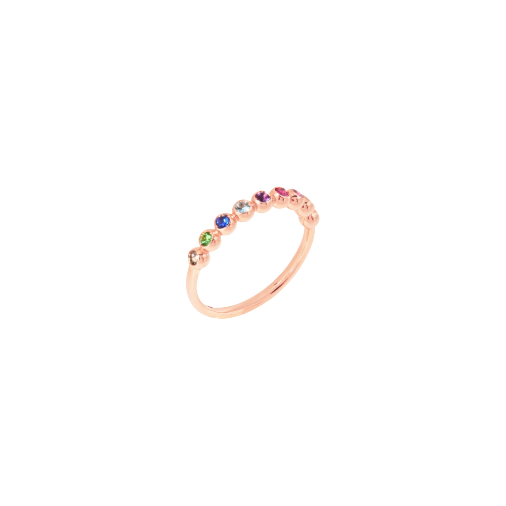 Bague Bollicine Or Rose & Pierres Colorées
