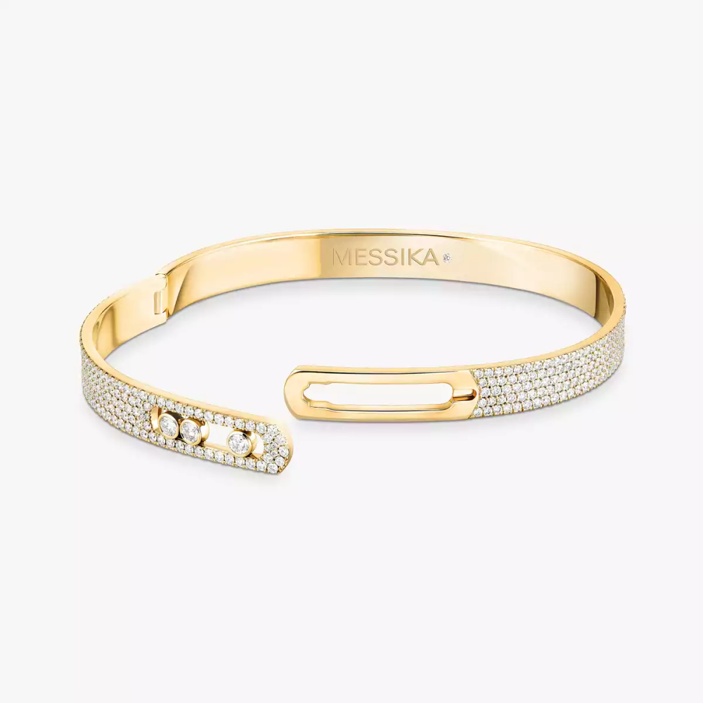 Bracelet Move Noa pavé, moyen modèle Bangle bracelet diamant en or jaune Move Noa