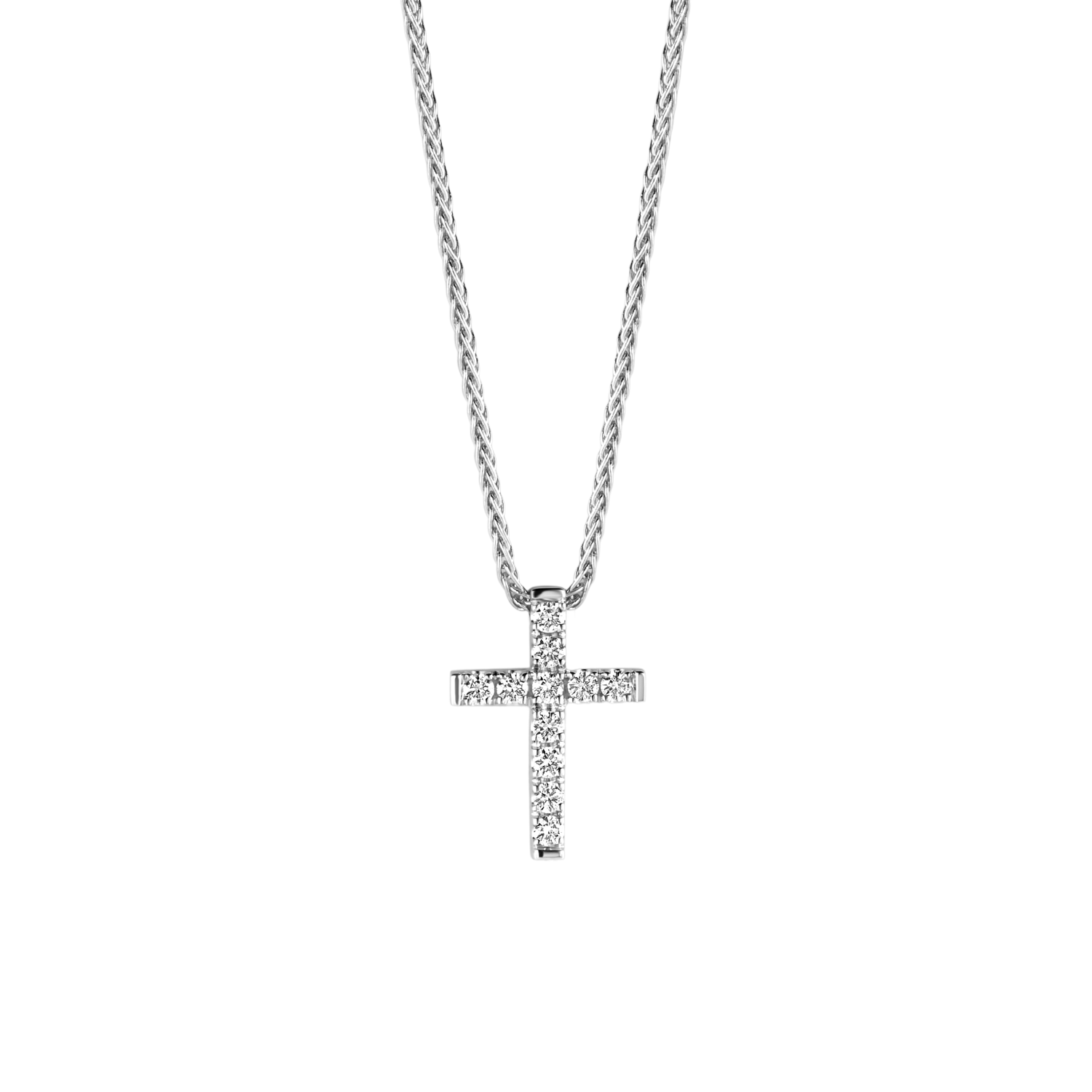 Collier croix diamants