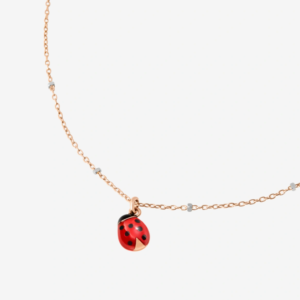 Collier Mini Coccinelle Or Rose & Émail - Bijouterie Aurea｜Morges