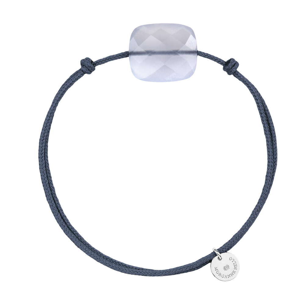Bracelet, Agate Bleue Dentelle, Cordon Bleu Jean