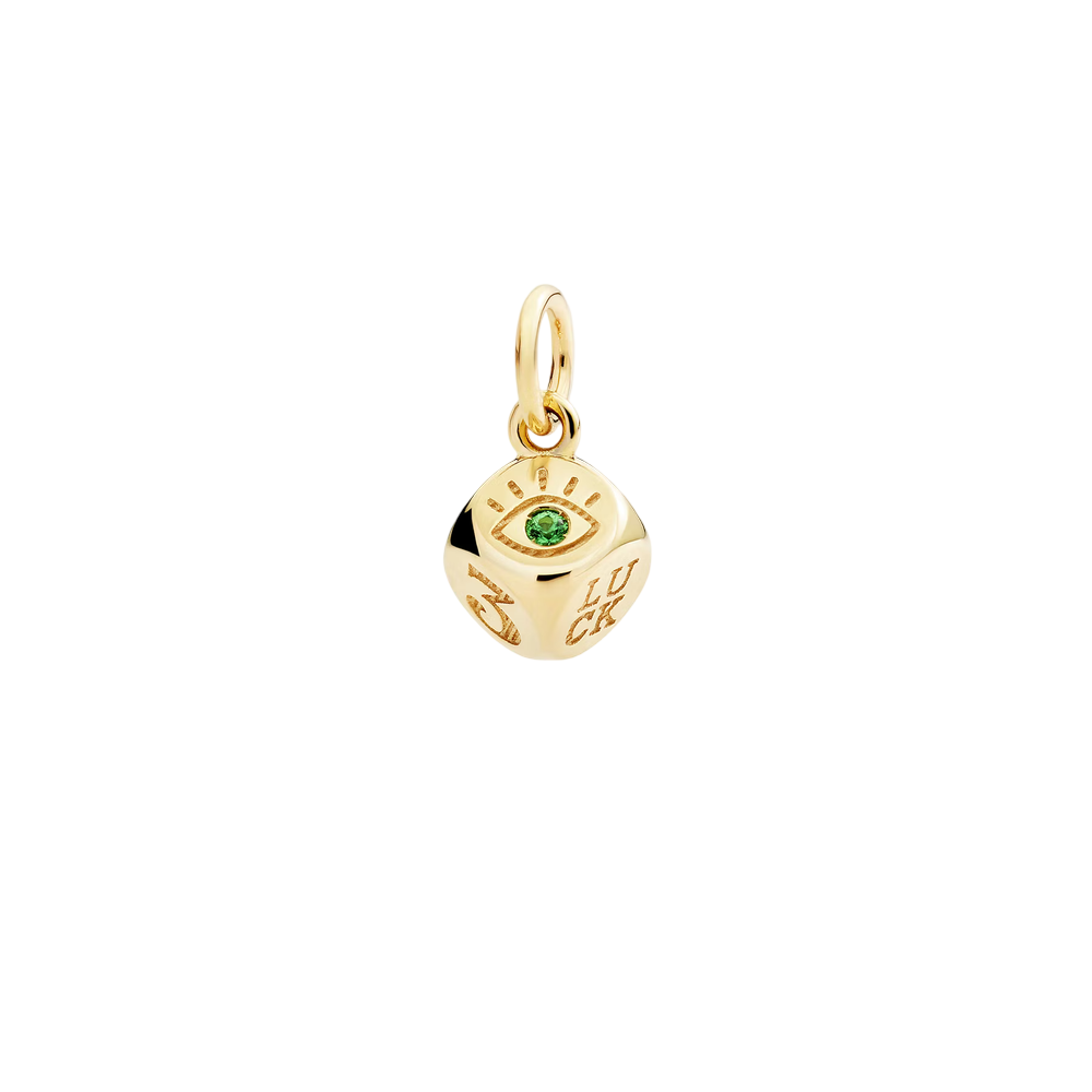 Pendentif Dé Or Jaune Et Tsavorite
