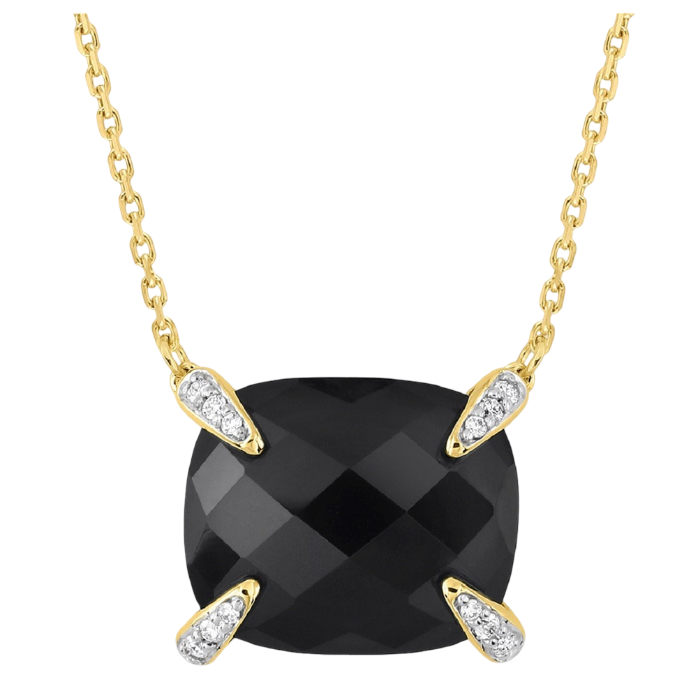 Collier, Onyx, Diamants, Or Jaune