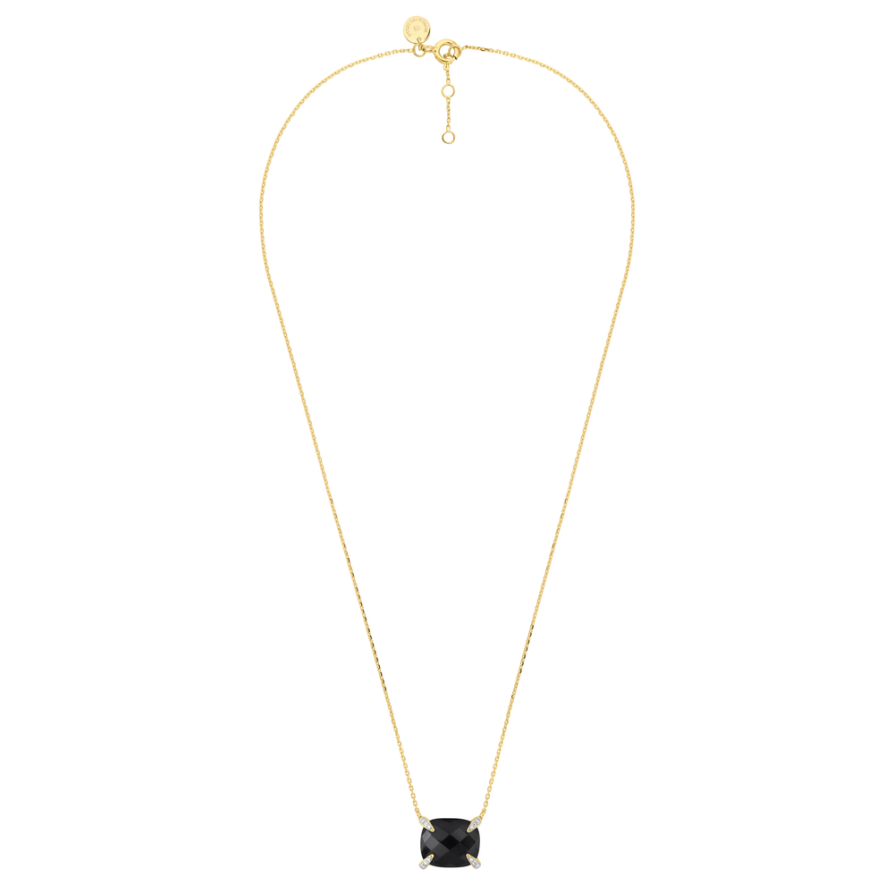 Collier, Onyx, Diamants, Or Jaune