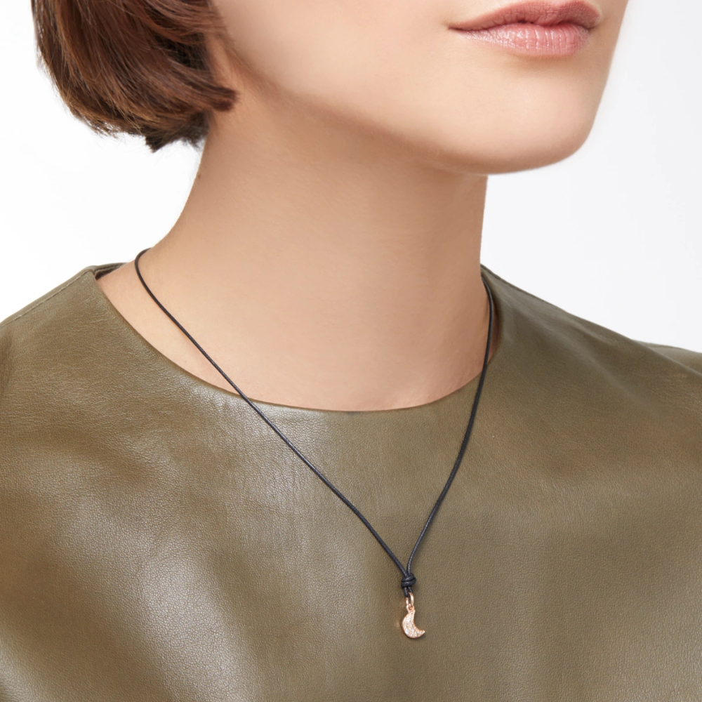 Pendentif Lune Or Rose & Diamants Cognac - Bijouterie Aurea｜Morges