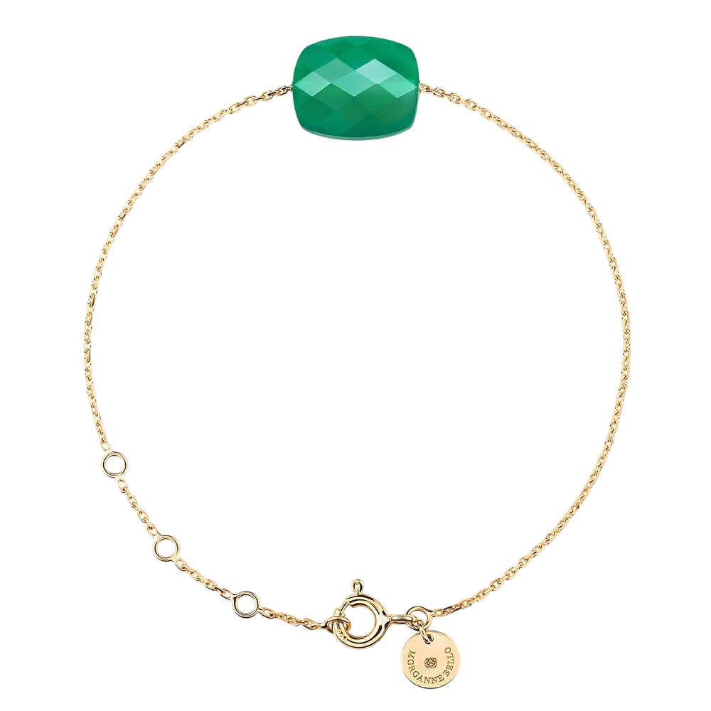 Bracelet, Agate Verte, Or Jaune