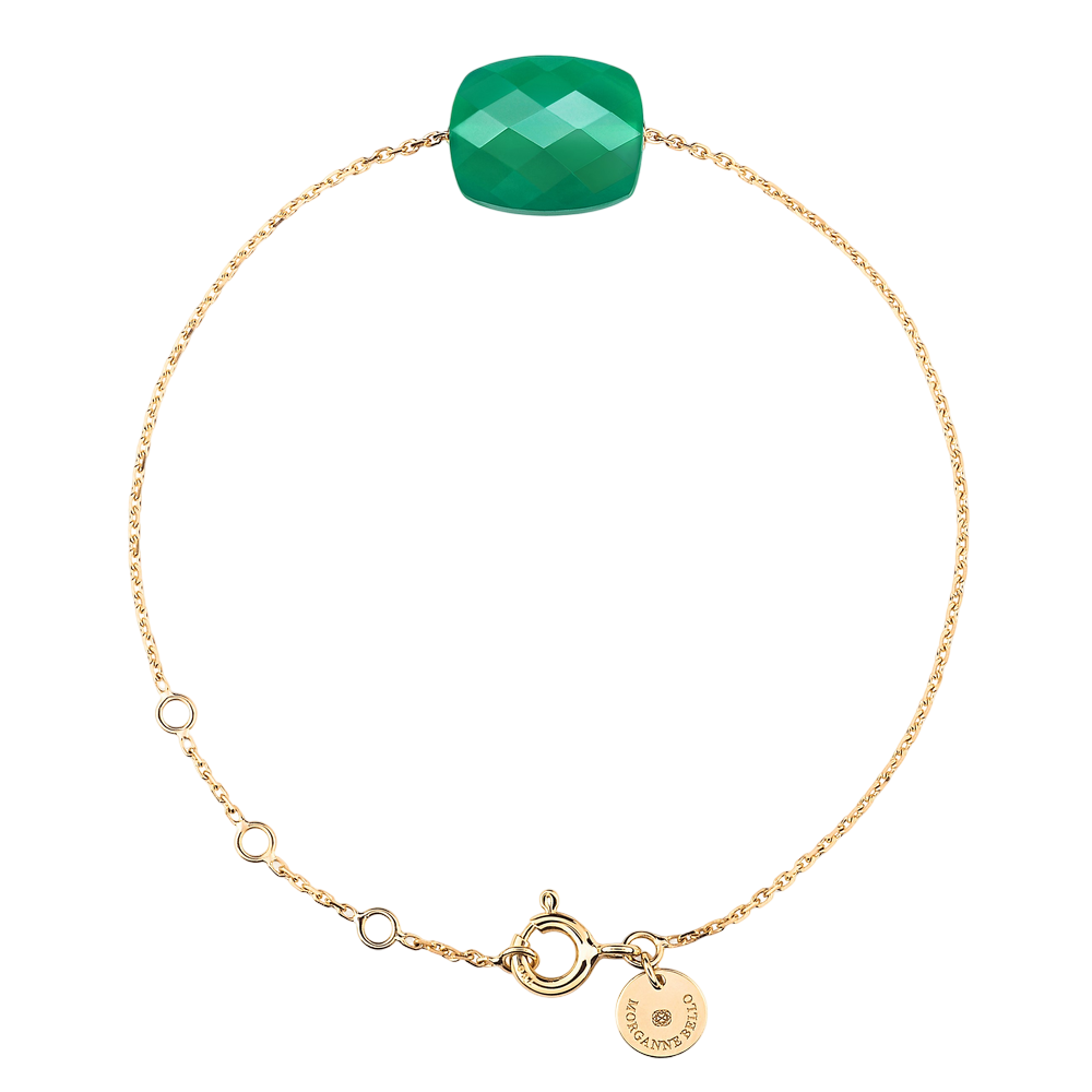 Bracelet, Agate Verte, Or Jaune