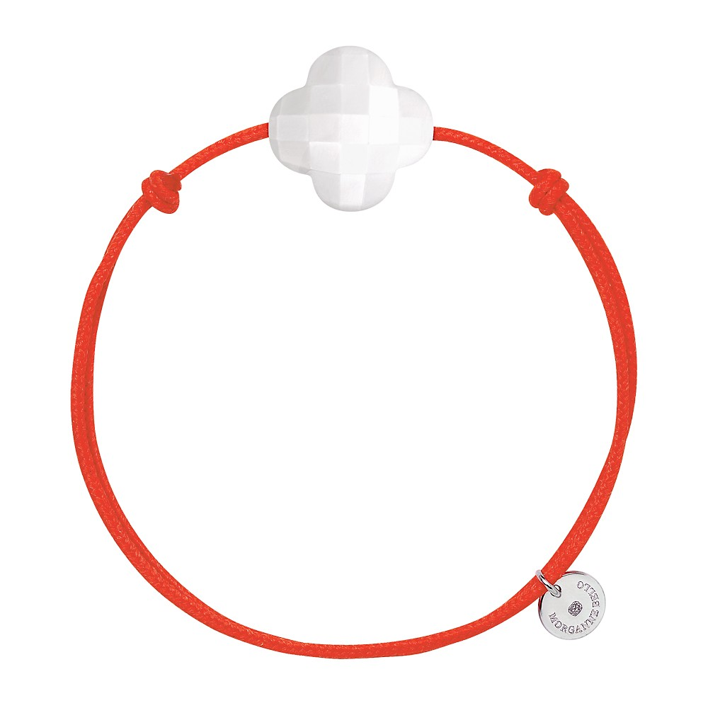Bracelet, Agate Blanche, Cordon Orange