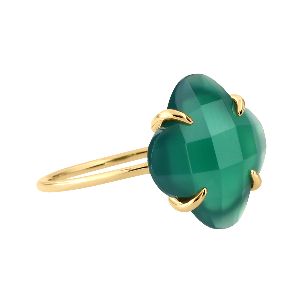 Bague, Agate Verte, Or Jaune