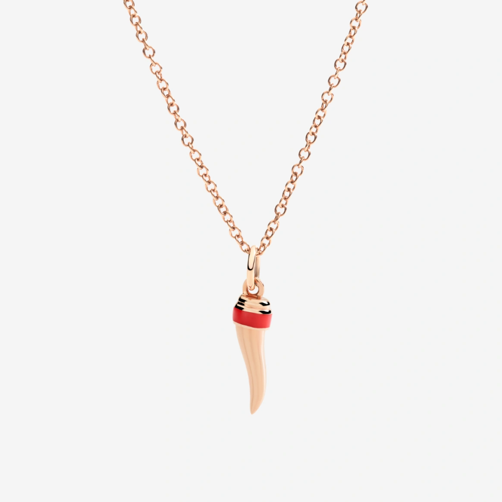 Pendentif Corne Or Rose Et Émail