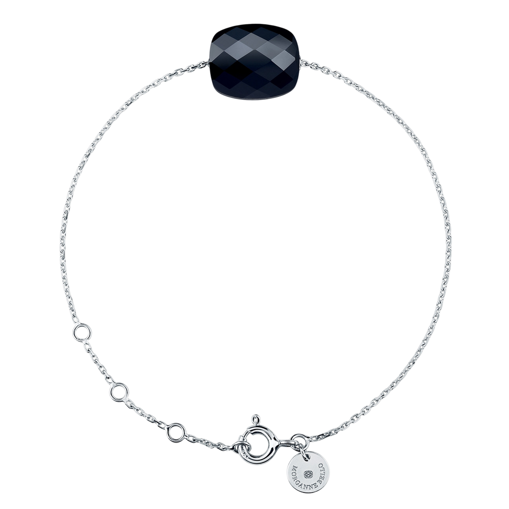 Bracelet, Onyx, Or Blanc