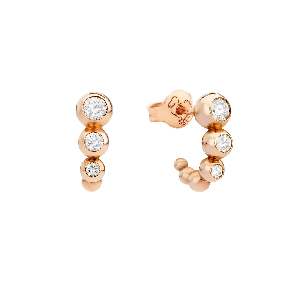 Boucles D'oreille Stud Bollicine Or Rose & Diamants