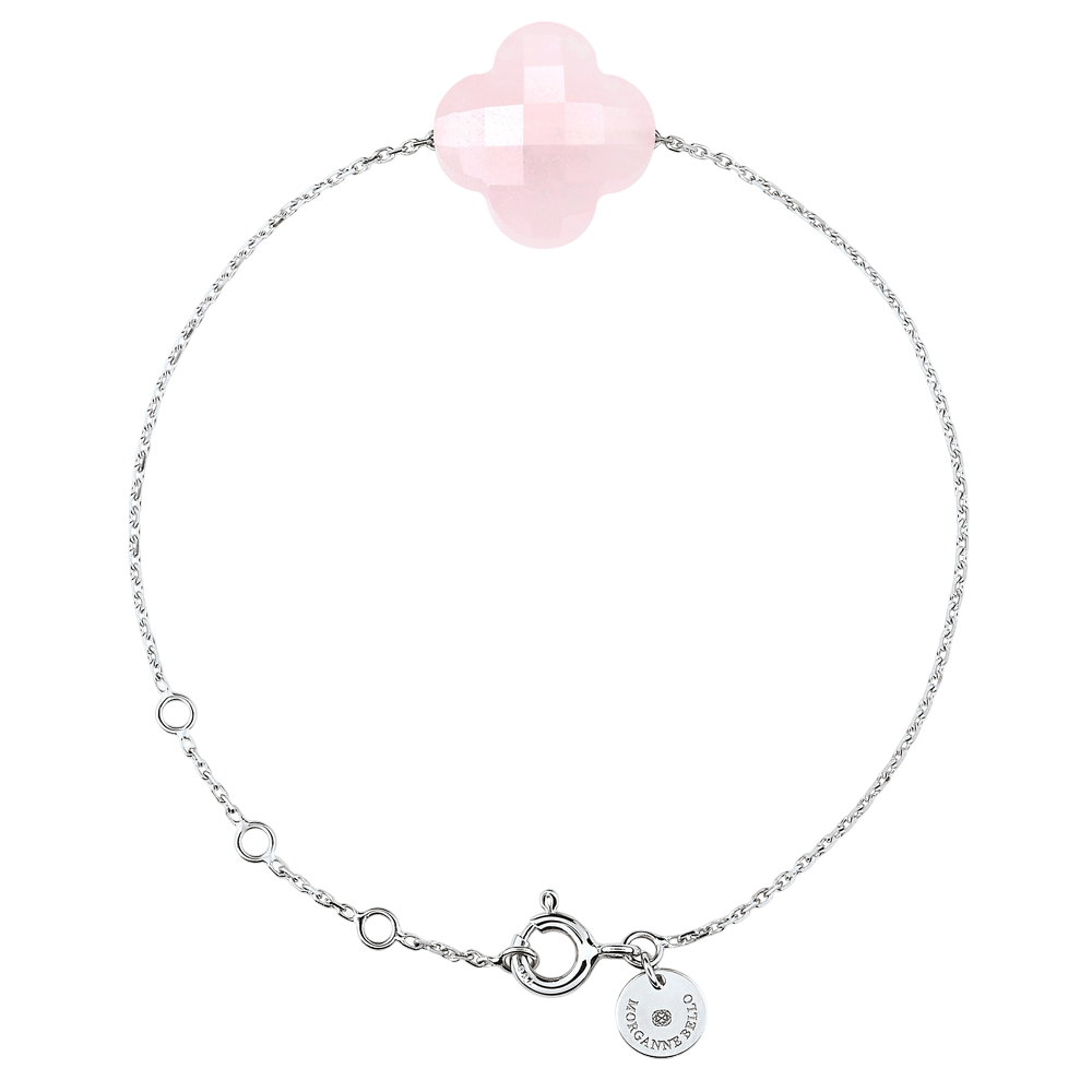 Bracelet, Quartz Rose Poudre, Or Blanc