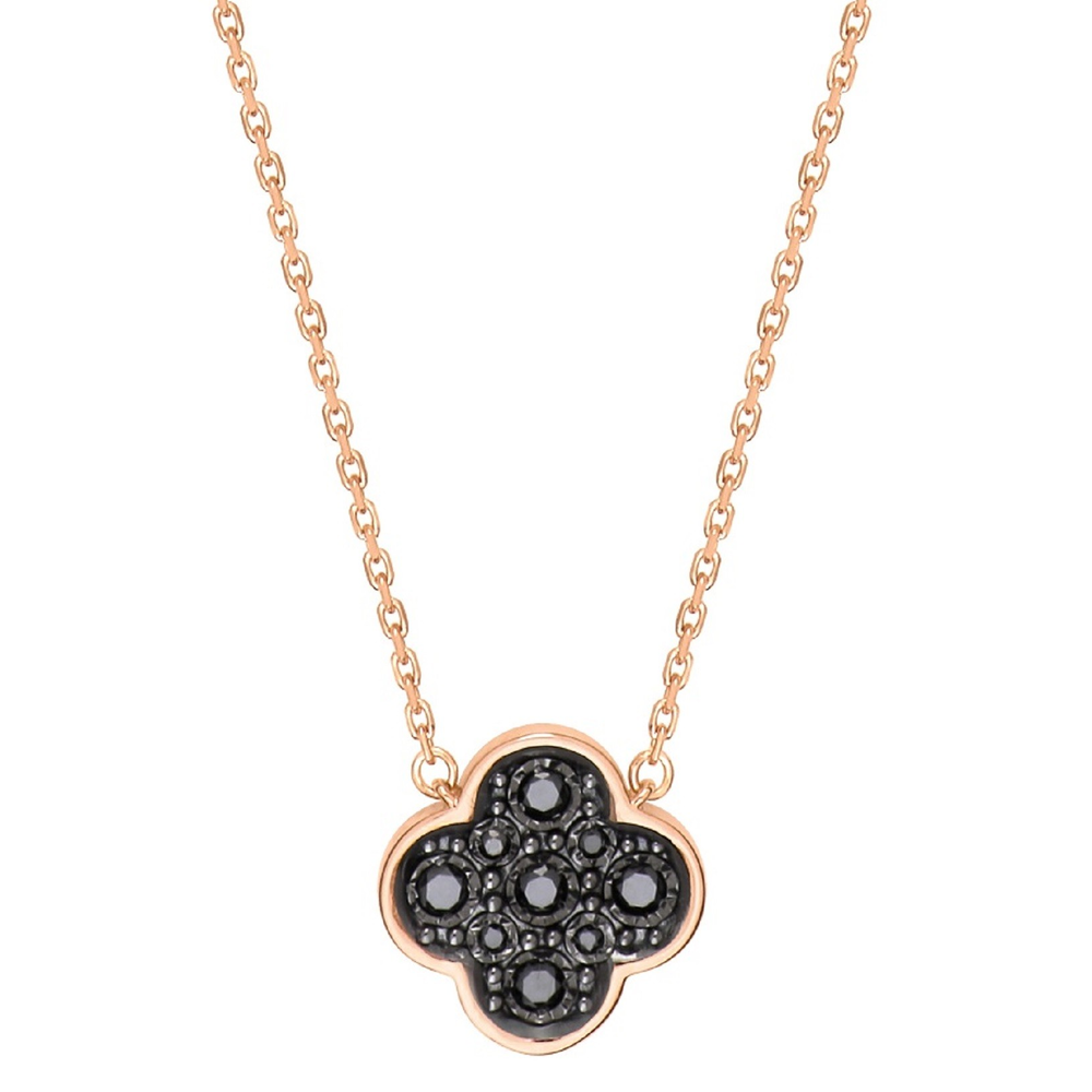 Collier, Diamants Noirs, Or Rose