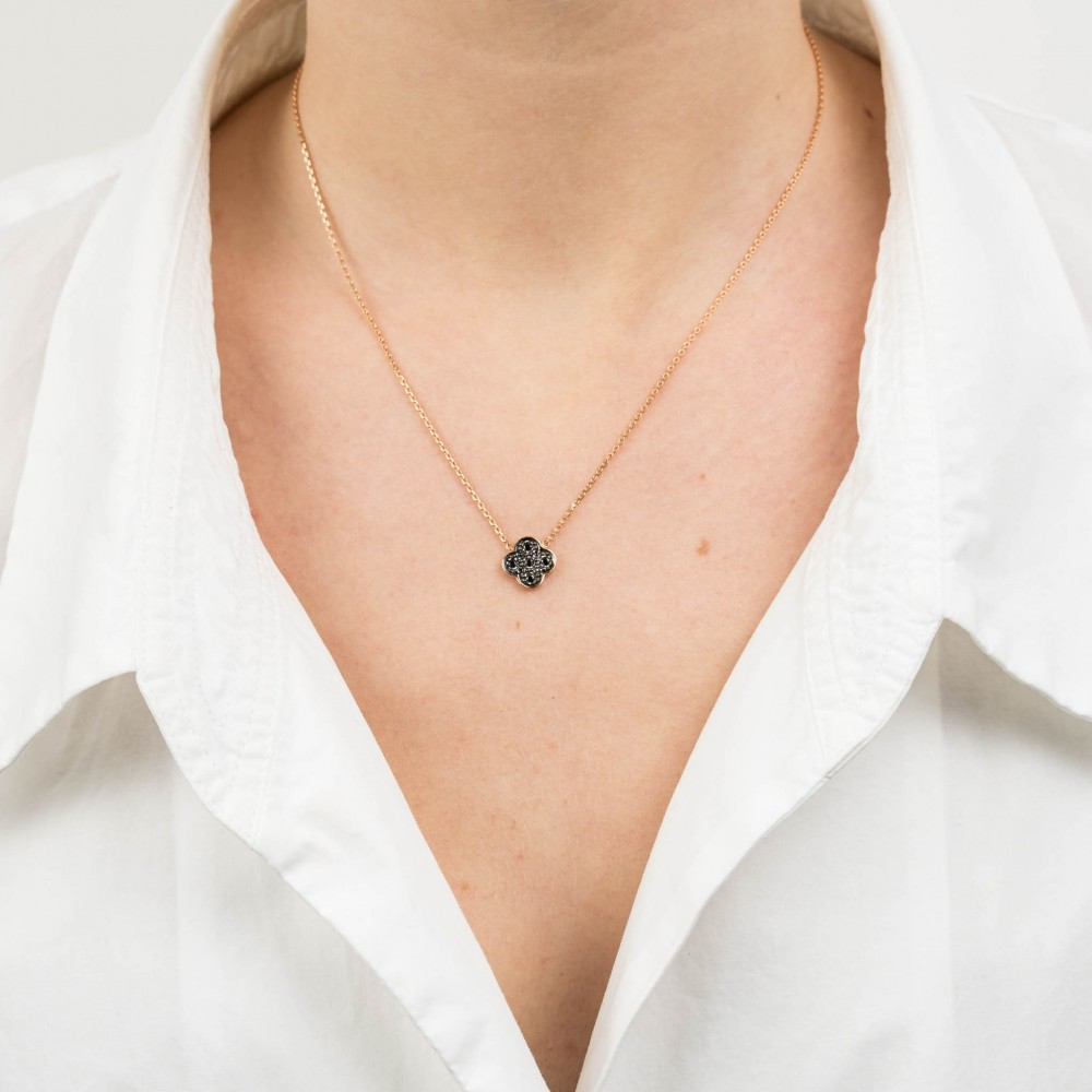 Collier, Diamants Noirs, Or Rose