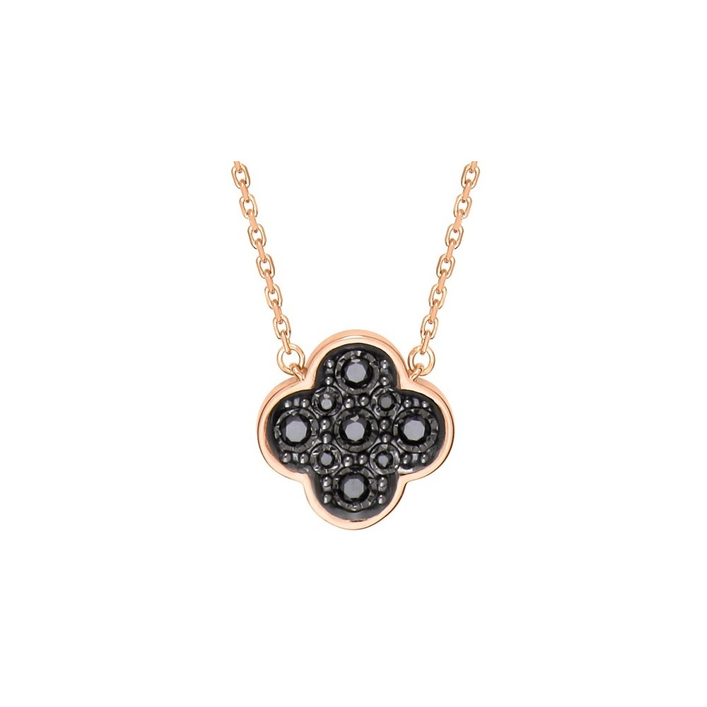 Collier, Diamants Noirs, Or Rose