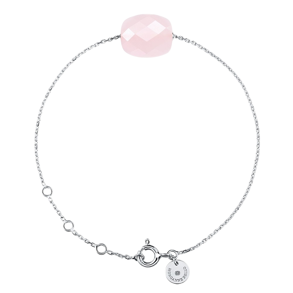 Bracelet, Quartz Rose, Or Blanc