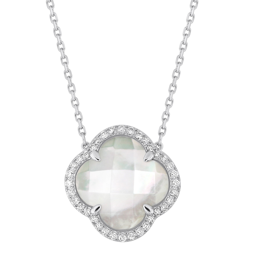 Collier, Nacre Blanche Grand Modèle, Diamants, Or Blanc