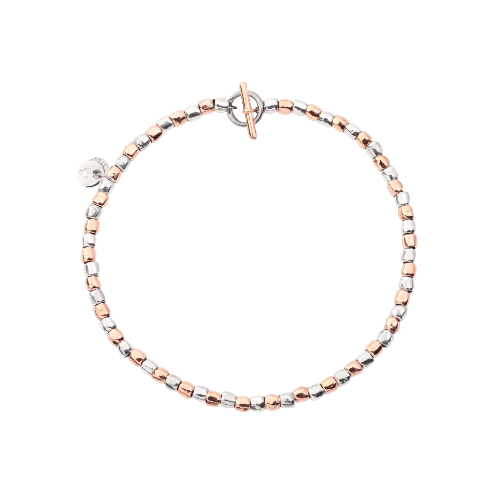 Bracelet Mini Granelli Argent & Or Rose