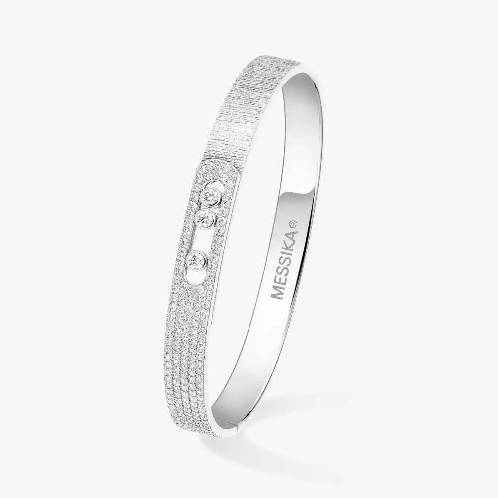 Bracelet Move Noa ciselé semi-pavé, moyen modèle