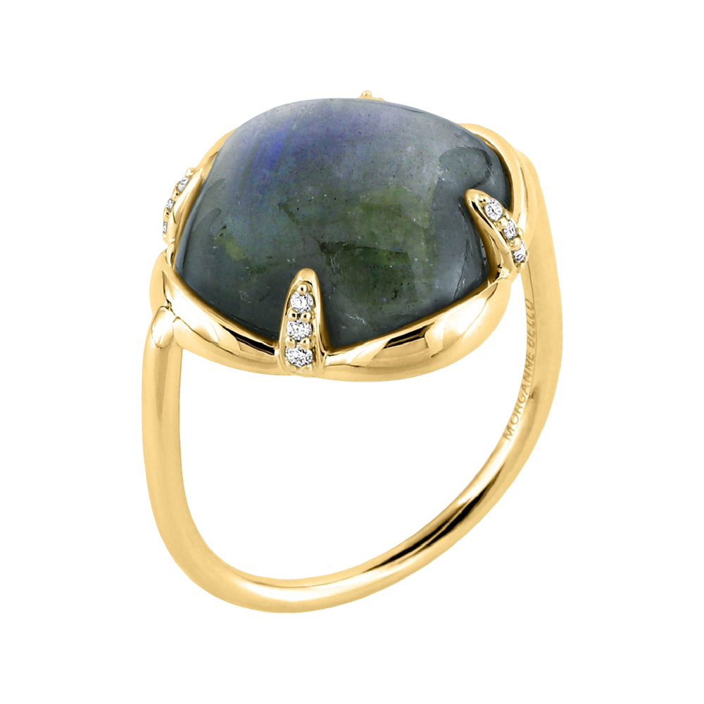 Bague, Labradorite, Diamants, Or Jaune