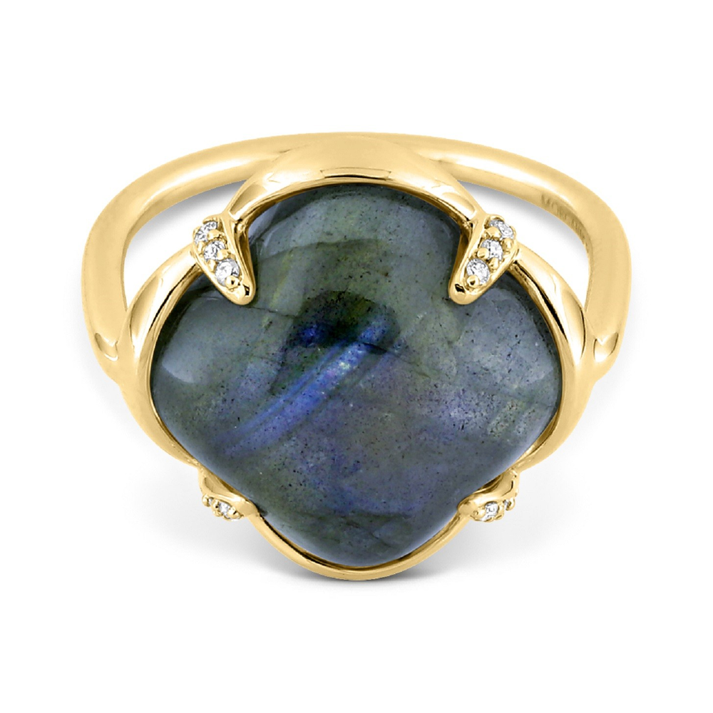 Bague, Labradorite, Diamants, Or Jaune