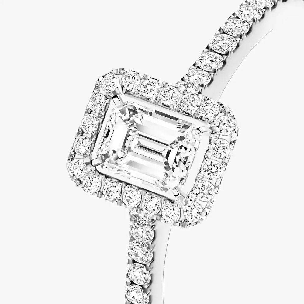 Bague solitaire Joy taille émeraude, petit modèle