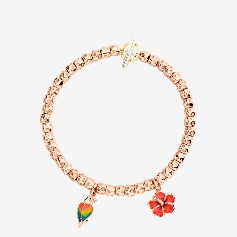 Pendentif Fleur D’hibiscus Or Rose Et Émail - Bijouterie Aurea｜Morges