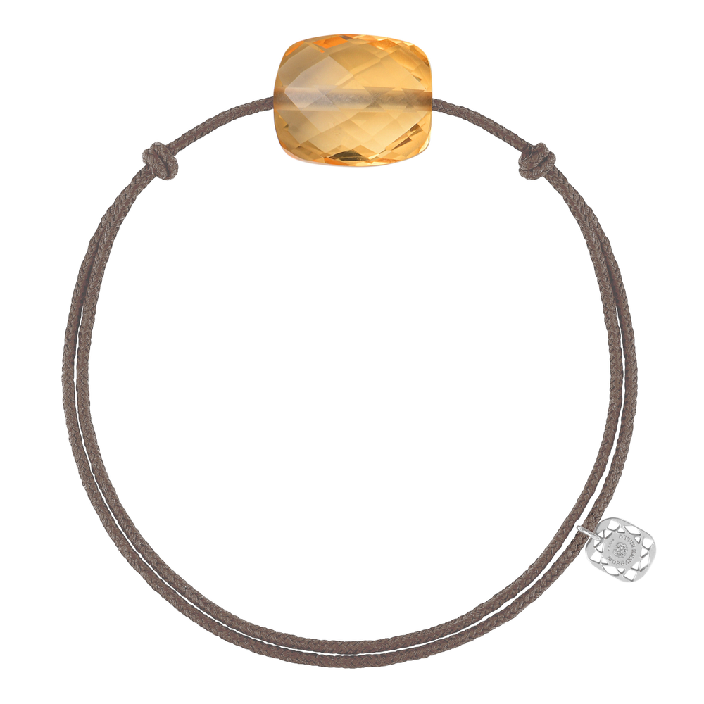 Bracelet, Citrine, Cordon Taupe