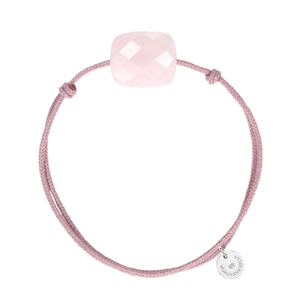 Bracelet, Quartz Rose Poudré, Cordon Vieux Rose