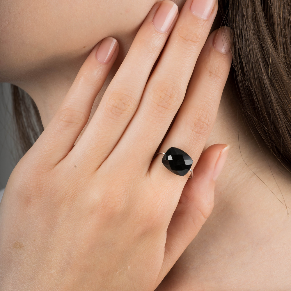 Bague, Onyx, Or Blanc