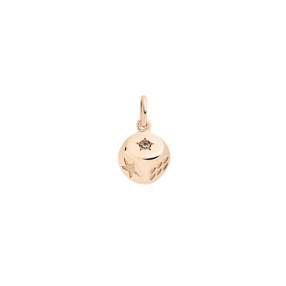 Pendentif Dé Or Rose & Diamant Cognac