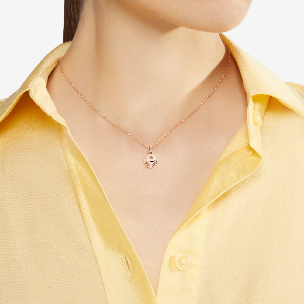 Pendentif Dé Or Rose & Diamant Cognac