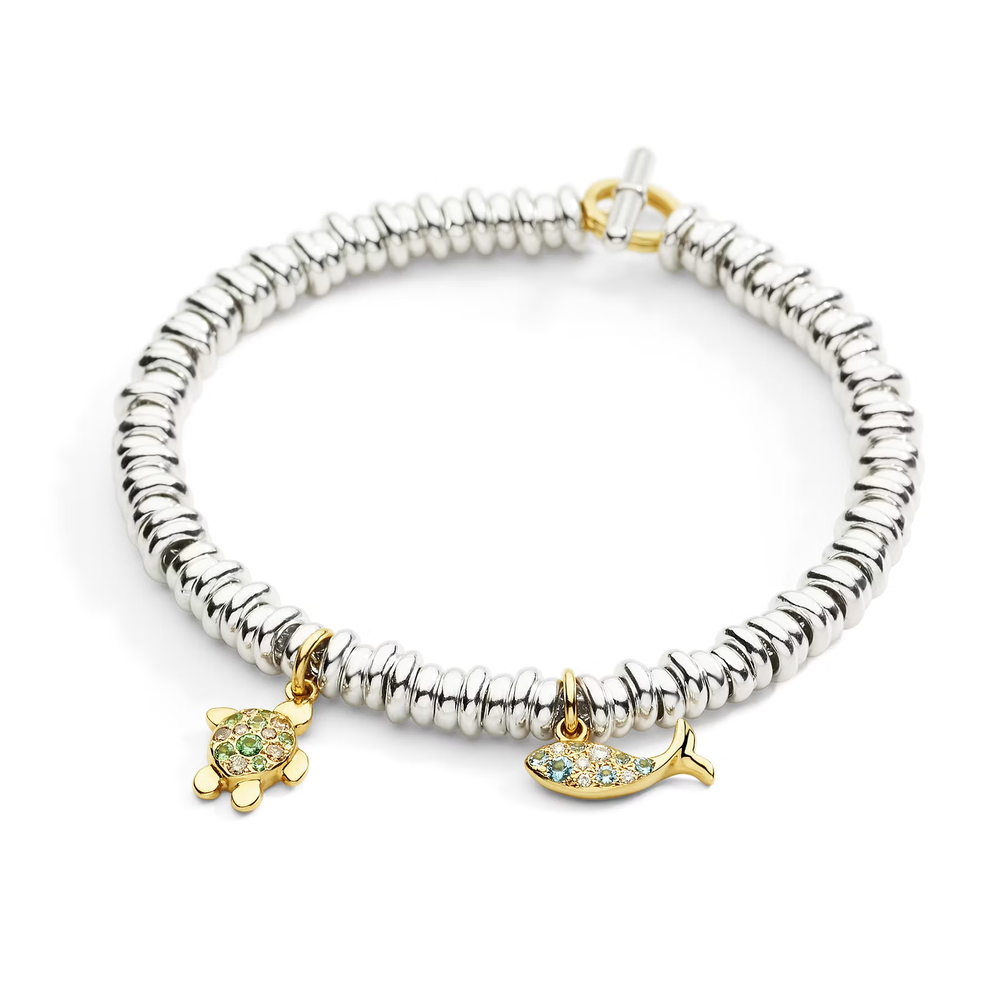 Pendentif Poisson Or Jaune, Topazes Et Diamants